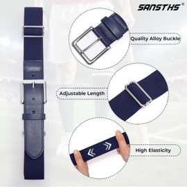 SANSTHS 2 Baseball Socks and 1 Belt Combo for Boys Girls, Breathable Softball Socks and Elastic Belt for Youth Adult, Navy Blue S