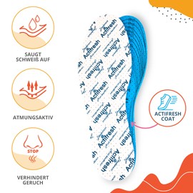 SULPO 3 Pairs of Actifresh Insoles - Insoles Against Foot Odour - Soft Latex Shoe Insoles with Cotton Layer - Comfort Insoles - Can be Cut to Size