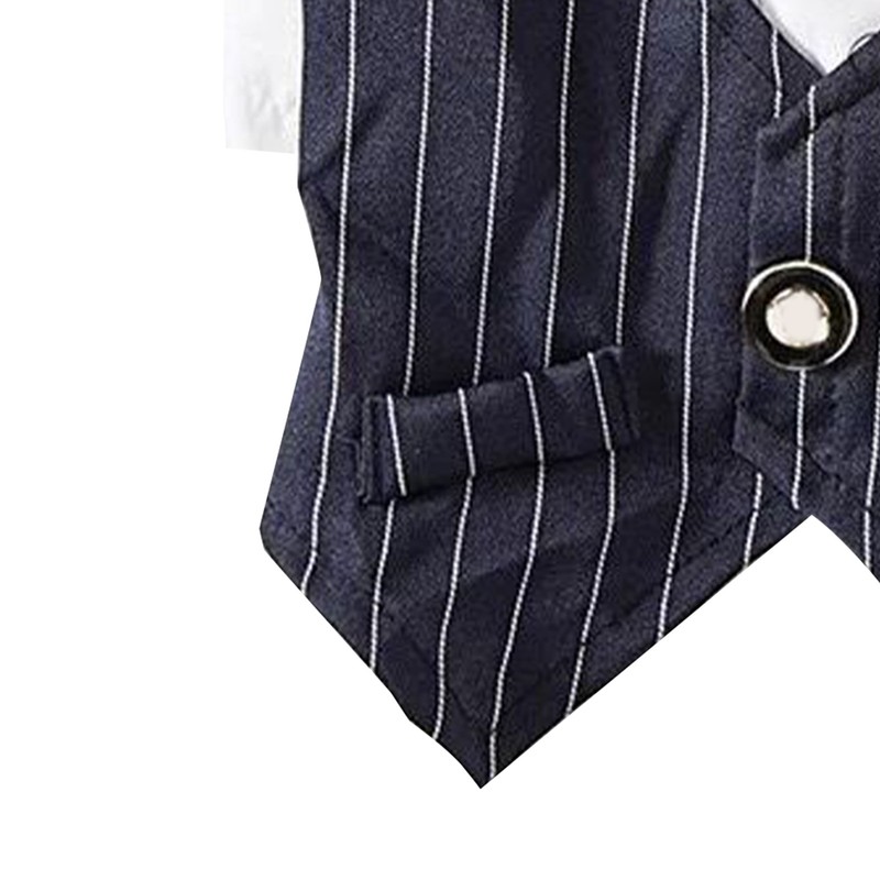 Pet Suit Bow Decor Striped Breathable Dog Cat Wedding Shirt