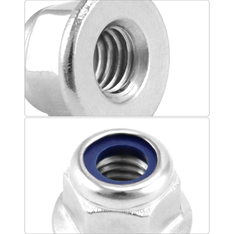 QWORK® 25PCS M6 Lock Nut with Nylon Insert - 304