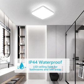 Osairous LED Ceiling Light Diameter 23 cm, 36 W Flat Square Ceiling Light, IP44 Waterproof, 6500 K 2070 LM Cool White Lamps for Living Room, Bedroom, Bathroom, Kitchen Lamp, Hallway