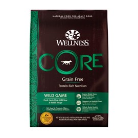 Wellness CORE Natural Grain Free Dry Dog Food, Wild Game Duck, Turkey, Boar & Rabbit, 12-Pound Bag