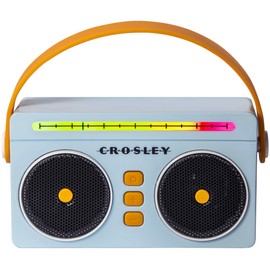 Crosley CR3050A-SB Mini Boombox Retro Portable Bluetooth Speaker with LED Lights, Sky Blue