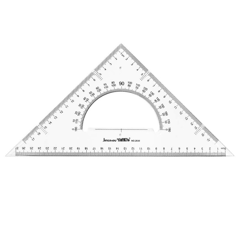 Jimjis Triangle Ruler, 11.8 inches (30 cm), Drafting Set, Large,