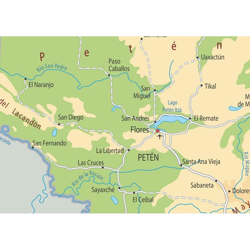 Guatemala Physical Map - 23.3 x 16.5 Inches - Paper