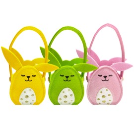 Pack of 3 Easter Baskets Felt Easter Bunnies, Easter Basket Children with Handle, Easter Nest for Filling, Easter Nest Craft Rabbit, Baskets Easter, Easter Gift Bags, Easter Decoration Easter Baskets