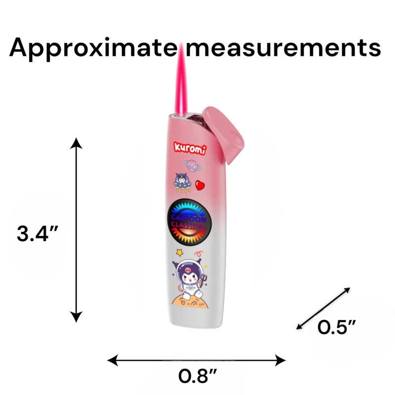 NIVEK Light Up Dazzling Lights Cartoon Lighter Refillable Pink Torch