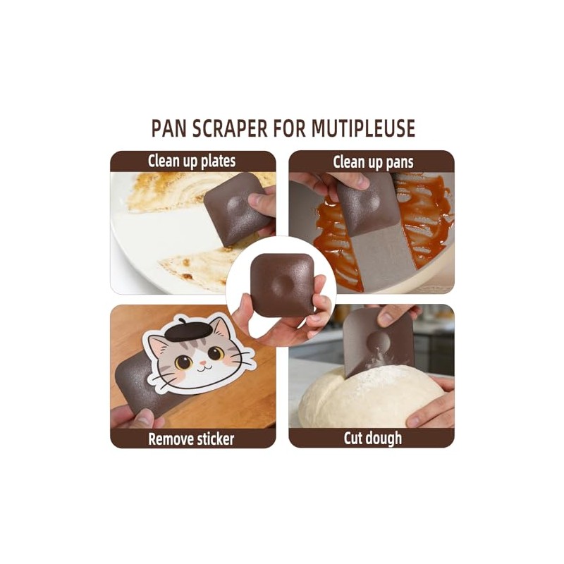 Pan Scraper 6-Pack, Plastic Cleaning Tool for Pots and Pans,