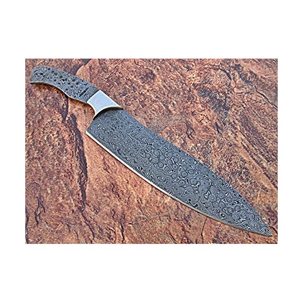 BB-456, Handmade Damascus Steel 12 Inches Full Tang Chef Knife with Stainless Steel Bolster (Blank Blade)