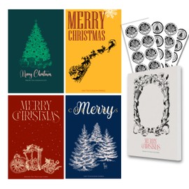 Christmas Cards, Vibrant Colors & Classic Patterns on Heavyweight Cardstock, Assorted Vintage Designs for Family Greetings, Includes Pre-printed Message, Christmas Cards Boxed with Envelopes & Stickers for Family, Friends, 20 Pack