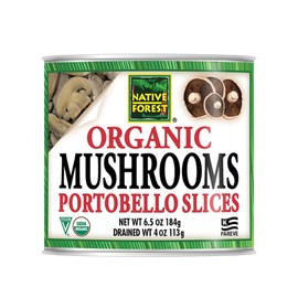 Native Forest Organic Portobello Mushroom Slices - Canned Mushrooms, Low Calories & Fat, Non-GMO Project Verified, USDA Organic - 6.5 Oz (Pack of 12)