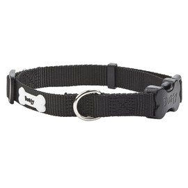 Bunty Adjustable Small Dog Collar - Ultra Strong & Soft Nylon Fabric, Quick-Release Buckle, Steel Lead Ring - Perfect for Small Dogs, Puppy 8 Weeks On - Black Dog Collar