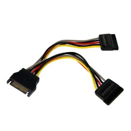 StarTech PYO2SATA Cable Adaptador Bifurcador Divisor de Alimentación SATA de 0,15m, 2x Hembra SATA, 1x Macho SATA, Negro