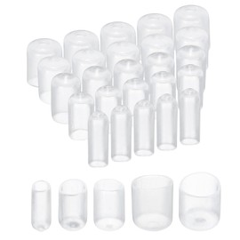 QUARKZMAN Set of 25 Rubber End Caps 6/9/12/19/22 mm Inner Round Rubber Caps Vinyl Protective Caps Cover Screws Thread Protection Bolt Caps for Screw Thread Pipe Chair Legs, Clear