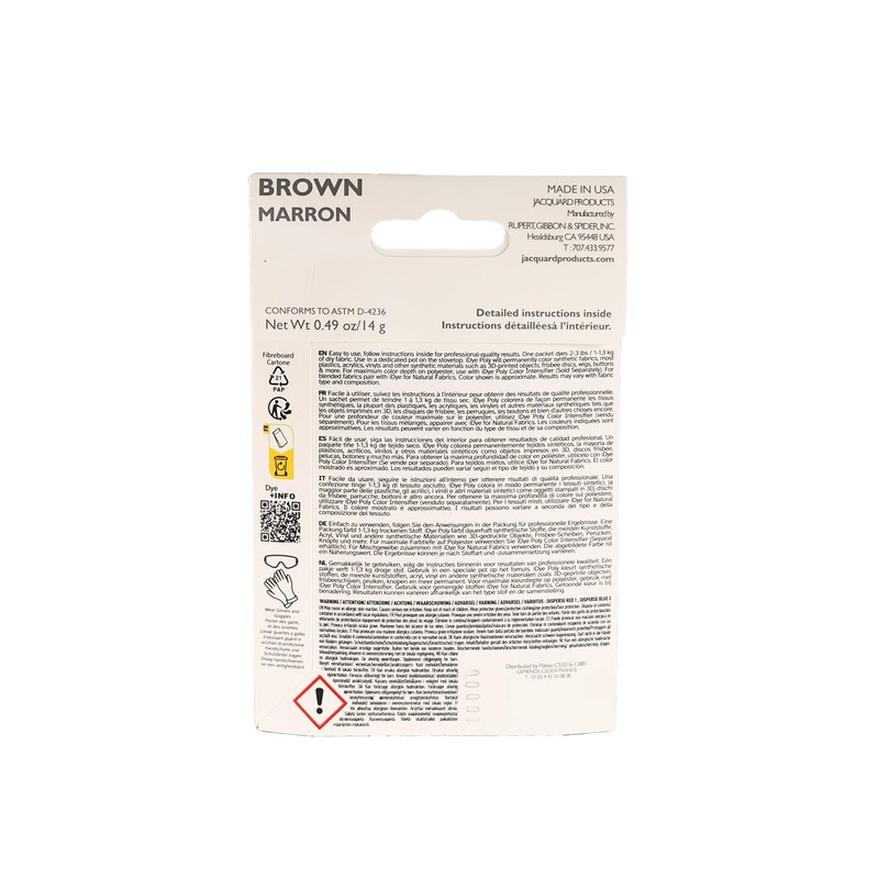 Jaquard IDYE Poly Brown Fabric Dye for Synthetic Fabrics and