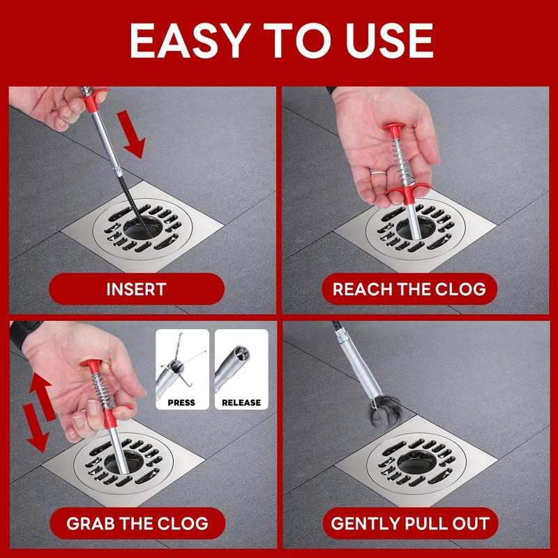 Snake Drain Clog Remover, 63 Inch 2pack - Toilet Snake,