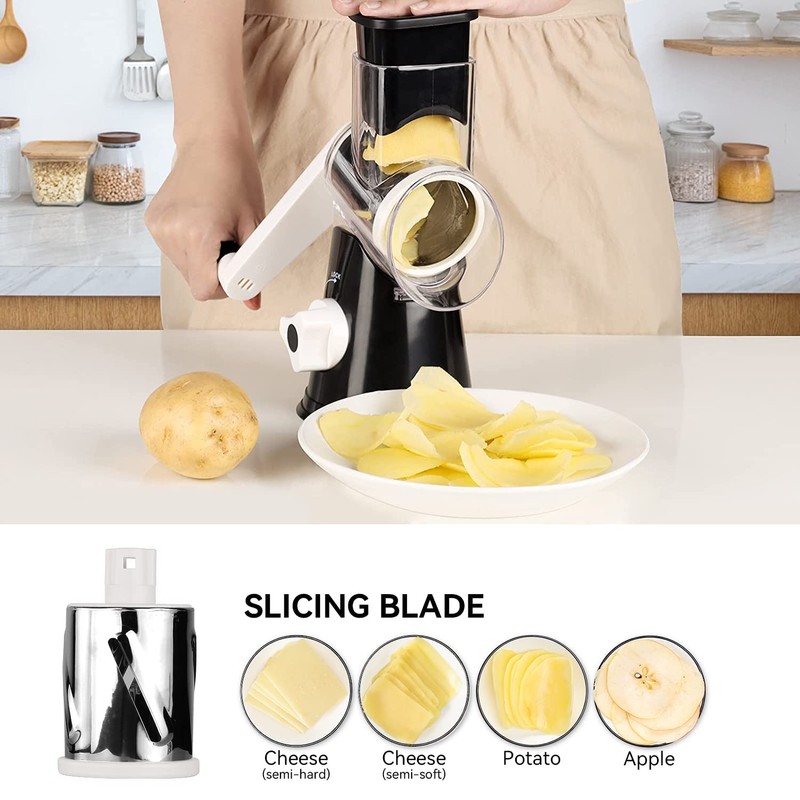 Rotary Cheese Grater Vegetable Shredder with Handle Round Kitchen Mandoline