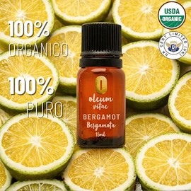 OLEUM VITAE Aceite Esencial de Bergamota Citrus Bergamia 100% Puro y Orgánico 15 ml Hecho en India Certificado UK Aplicación Interna, Externa y Aromático