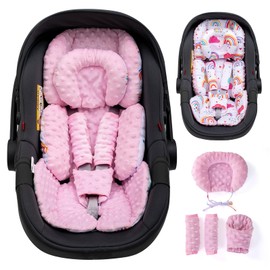 Inserto para bebés con reposacabezas y almohadillas para orejas para los hombros, asiento de coche de bebé, soporte para cabeza, cuello, cuerpo reversible, 2 en 1, para niñas y niños, soporte para