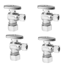GUOFIS 4 Pack Angle Stop Valve,1/4 Turn Water Shut Off Valves,1/2" Nominal (5/8" OD) Compression Inlet x 3/8" OD Compression Outlet Shut-off Valve for Bathroom Toilet Kitchen Shower Plumbing