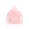 YWG Stone Rose Quartz Healing Crystal Gemstone Carved Laughing Happy Buddha Feng Shui Figurines Wealth and Good Luck 1.5"