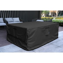 Patio Furniture Set Cover Waterproof Rectangular Heavy Duty 600D Outdoor Sectional Sofa Couch Cover Large Outside Dining Table and Chairs Covers Patio Conversation Set Cover Black 109 x 84 Inch
