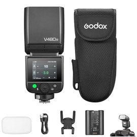 GODOX V480-N V480N Wireless Camera Flash Lithium Battery Flash Light 2 inch Touch Screen Supports ETTL High-Speed Sync X-triggering System Compatible with Nikon D7000 D7200 D850 D6600 D6500