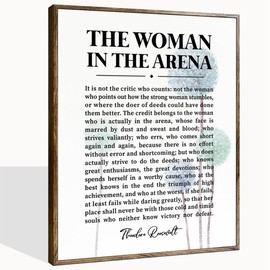 Wall Decor for Office Women, The Woman in the Arena, Framed Canvas Wall Art, Feminist Wall Art, Inspirational Quote Theodore Roosevelt, Office Wall Art Decor, Inspirational Gift for Women, Girls 12x15