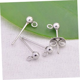 FOMIYES 20Pcs DIY Stainless Steel Ear Pins with Round Bead Steel Color Hanging Earring Accessories for Jewelry Making All Occasions