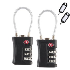 TSA Approved Luggage Locks 2-Pack - 3-Digit Combination TSA Locks with Flexible Cable Wire - Secure Locks for Luggage & Lock Bags for Suitcases, Travel Bags, Gym Lockers & Accessories