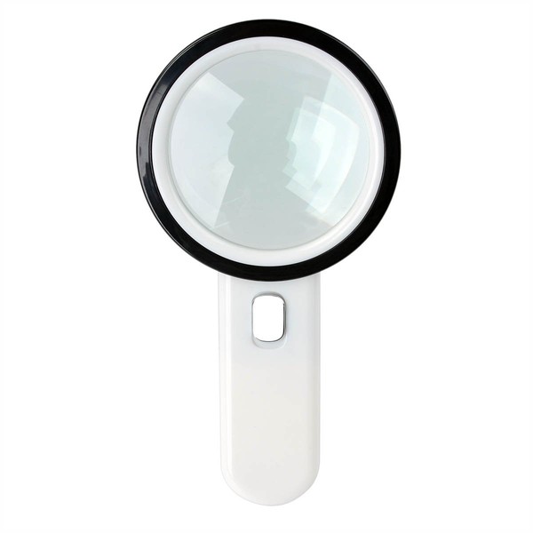 12 LED Lighted Magnifier 20X Handheld Reading Loupe Magnifier 105mm, Battery Powered Illuminated Magnifying Glass for Reading,Inspection,Coins,Rock,Science,Craft and Hobby