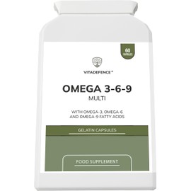 Vitadefence Omega 3-6-9 Multi, Fish Oil with Flaxseed and Sunflower Oil, 60 Capsules, with Vitamin E