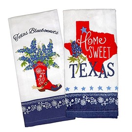 Kay Dee Designs Home Sweet Texas Bluebonnets Tea Towel and Cotton Terry Dishtowel (2 Item Bundle)