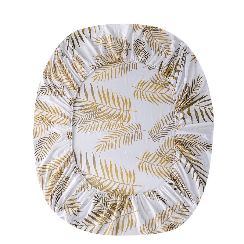 Fitted Sheet 160 x 200 cm - Gold Leaves Pattern