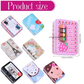 ZYEKIU Pack of 8 Rectangular Metal Tins with Lid, Dustproof Cartoon Small Metal Tin, Portable Tinplate Storage Box, Small for Home Storage and Small Items