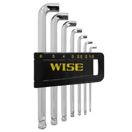 Wise SBGTS-700 Ball Point Hex Wrench, 0.06, 0.08, 0.1, 0.16, 0.16, 0.16, 0.2 inches (1.5, 2, 2.5, 3, 4, 5, 6 mm), Short