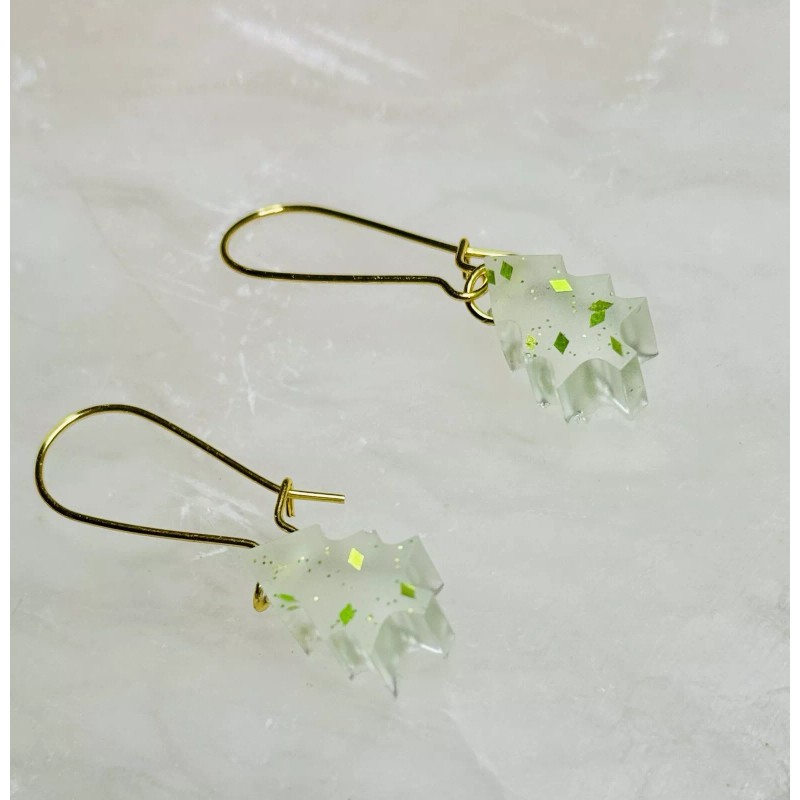 Unbranded Christmas Tree Epoxy Earrings .