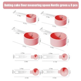 8 Pcs Measuring Cups and Spoons Set Measuring Spoons Sets Cup Measurements Set Nesting Measuring Cups for Measuring Dry or Liquid Ingredients Kitchen Gadgets for Cooking Baking (Pink)