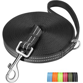 X XBEN Robust and Lightweight Recall Lead 20 m for Dogs, Recall Lead with Comfortable Hand Strap, Reflective Dog Lead with Metal Hook, Long Training Lead for Small, Medium, Large Dogs