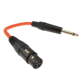 kenable 6.35mm Mono Jack Plug to XLR 3 Pin Socket Adapter Cable Orange 20cm