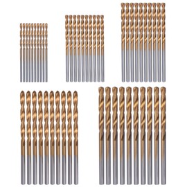 Mesee 50 Pieces Mini Twist Drill Bit Set 1mm/ 1.5mm/ 2mm/ 2.5mm/ 3mm Titanium Coated HSS Drill Bits Round Shank Micro Twist Bits for Drilling Wood Plastic Copper Aluminum Alloy