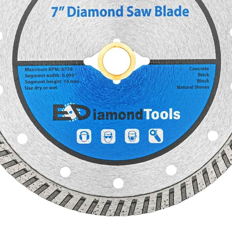 7" Turbo Diamond Saw Blade for Concrete, Brick, Block and