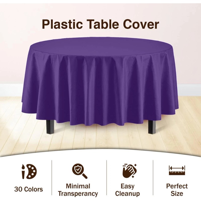 Crown Display Inc. 84" Elegant Round Purple Table Cover -