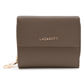 Lazarotti Bologna Women's Medium Leather Purse with Press Stud Fastening, Zip Compartment, 9 Card Slots, RFID Protection, 12 x 10 x 4 cm, taupe, Unit size, Classic