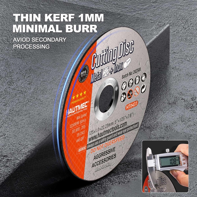 HAUTMEC Expert Grade Cut Off Wheels 5"-1/25" x 7/8", Thin