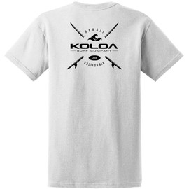 Joe's USA - Men's Koloa Surf, Cross Boards Logo, Heavy Cotton T-Shirt (X-Large-White - Black Logo)