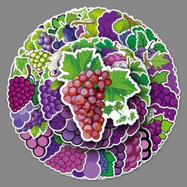 Grape Stickers 50 Pcs Vinyl Waterproof Purple Sticker for Water Bottle Skateboard Computer Laptop Bumper Car Bike Scrapbook Luggage,Cute Aesthetic Fruit Stickers Decal for Teens Adults Kids