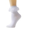 SRYL Women Lace Ruffle Frilly Socks (White-1 Pairs_Double Lace)