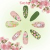 Almond Press on Nail Easter 24pcs Forest Style Pink Green