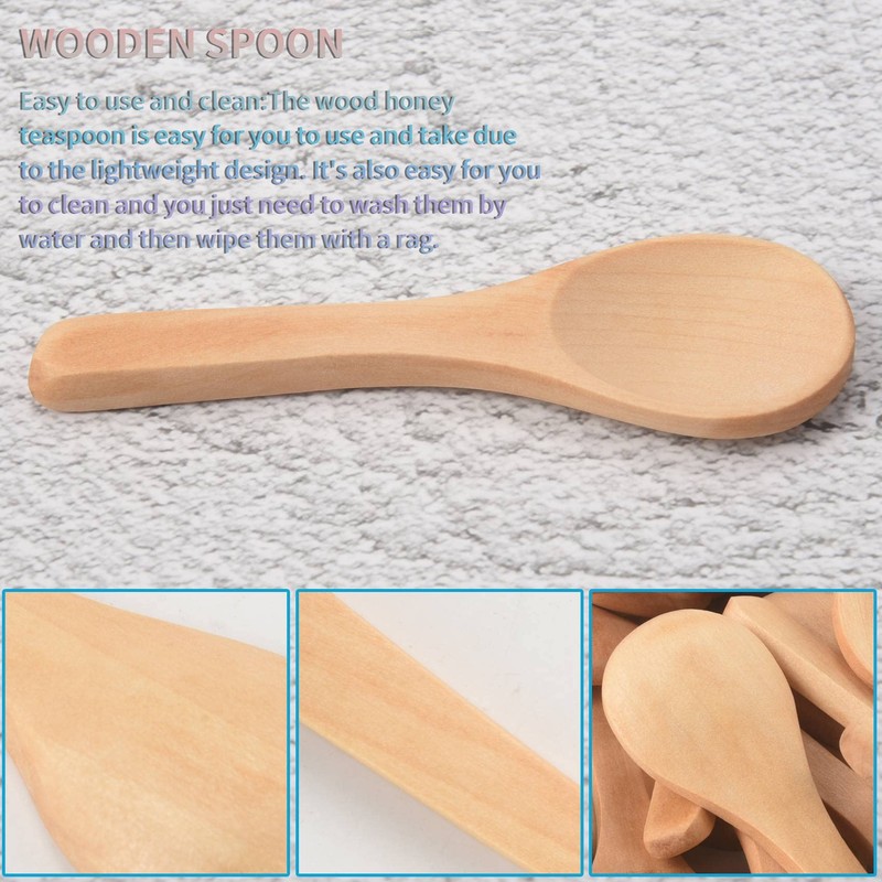 50 Pieces Small Wooden Spoons Nature Spoons Wood Honey Teaspoon